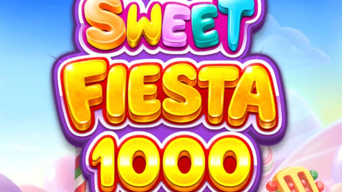 Sweet Fiesta 1000 স্লট গেমের রঙিন ইন্টারফেস এবং ক্যান্ডি থিম